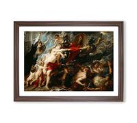 Big Box Art Consequences of War by Peter Paul Rubens Framed Wall Art Picture Print Ready to Hang, Walnut A2 (62 x 45 cm)