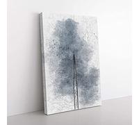Big Box Art Contrails from The Airplane in Abstract Canvas Wall Art Print Ready to Hang Picture, 76 x 50 cm (30 x 20 Inch), White, Grey