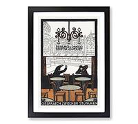 Big Box Art Conversation Between Mutes by Moriz Jung Framed Wall Art Picture Print Ready to Hang, Black A2 (62 x 45 cm)