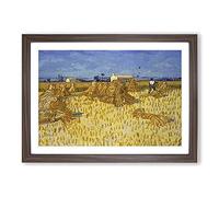Big Box Art Corn Harvest in Province by Vincent Van Gogh Framed Wall Art Picture Print Ready to Hang, Walnut A2 (62 x 45 cm)