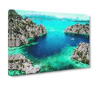 Big Box Art Coron in The Philippines Canvas Wall Art Framed Picture Print, 30 x 20 Inch (76 x 50 cm), Turquoise, Green, Greige, Blue