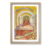 Big Box Art Corridor in The Asylum by Vincent Van Gogh Framed Wall Art Picture Print Ready to Hang, Oak A2 (62 x 45 cm)