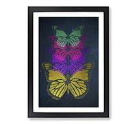 Big Box Art Cosmic Butterflies Framed Wall Art Picture Print Ready to Hang, Black A2 (62 x 45 cm)