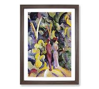 Big Box Art Couple in The Woods by August Macke Framed Wall Art Picture Print Ready to Hang, Walnut A2 (62 x 45 cm)
