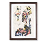 Big Box Art Courtesan Aizome of The Ebiya by Kikukawa Eizan Framed Wall Art Picture Print Ready to Hang, Walnut A2 (62 x 45 cm)