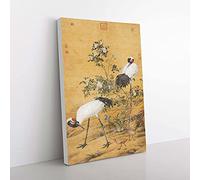 Big Box Art Cranes by Lang Shining Painting Canvas Wall Art Print Ready to Hang Picture, 76 x 50 cm (30 x 20 Inch), Cream, Green, Beige, Brown