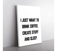 Big Box Art Create Stuff Typography Canvas Wall Art Print Ready to Hang Picture, 76 x 50 cm (30 x 20 Inch), White, Black, Black
