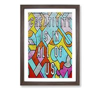 Big Box Art Creativity is in All of Us Typography Framed Wall Art Picture Print Ready to Hang, Walnut A2 (62 x 45 cm)