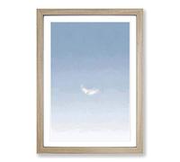 Big Box Art Crescent Moon in a Blue Sky in Abstract Framed Wall Art Picture Print Ready to Hang, Oak A2 (62 x 45 cm)