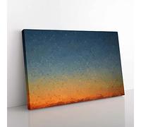 Big Box Art Crescent Moon Over Italy in Abstract Canvas Wall Art Print Ready to Hang Picture, 76 x 50 cm (30 x 20 Inch), Teal, Grey, Orange