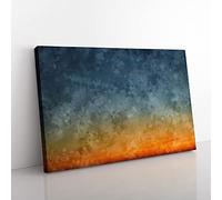 Big Box Art Crescent Moon Over Italy Painting Canvas Wall Art Print Ready to Hang Picture, 76 x 50 cm (30 x 20 Inch), Teal, Grey, Orange