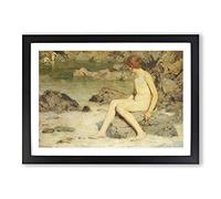 Big Box Art Cupid and Sea Nymphs by Henry Scott Tuke Framed Wall Art Picture Print Ready to Hang, Black A2 (62 x 45 cm)