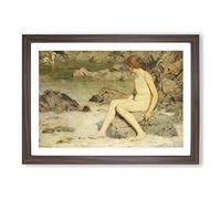 Big Box Art Cupid and Sea Nymphs by Henry Scott Tuke Framed Wall Art Picture Print Ready to Hang, Walnut A2 (62 x 45 cm)
