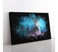 Big Box Art Curious Hare Paint Splash Canvas Wall Art Print Ready to Hang Picture, 76 x 50 cm (30 x 20 Inch), Blue, Teal, Lavender, Blue, Lavender