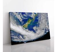 Big Box Art Curve of Planet Earth in Abstract Canvas Wall Art Print Ready to Hang Picture, 76 x 50 cm (30 x 20 Inch), Grey, Blue, Black, Olive, Green