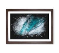Big Box Art Curve of The Ocean Wave Paint Splash Framed Wall Art Picture Print Ready to Hang, Walnut A2 (62 x 45 cm)