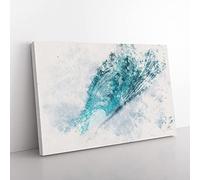 Big Box Art Curve of The Ocean Wave Watercolour Canvas Wall Art Print Ready to Hang Picture, 76 x 50 cm (30 x 20 Inch), White, Grey, Black