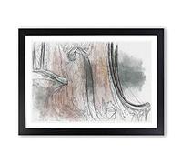 Big Box Art Curves of The Cello in Abstract Framed Wall Art Picture Print Ready to Hang, Black A2 (62 x 45 cm)