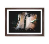 Big Box Art Curves of The Cello Paint Splash Framed Wall Art Picture Print Ready to Hang, Walnut A2 (62 x 45 cm)