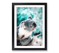 Big Box Art Cute Koala Bear in Abstract Framed Wall Art Picture Print Ready to Hang, Black A2 (62 x 45 cm)