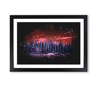 Big Box Art Cypress Trees Paint Splash Framed Wall Art Picture Print Ready to Hang, Black A2 (62 x 45 cm)