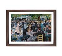 Big Box Art Dance at Le Moulin De La Galette by Pierre-Auguste Renoir Framed Wall Art Picture Print Ready to Hang, Walnut A2 (62 x 45 cm)