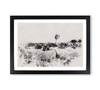 Big Box Art Dancing Upon The Beach Watercolour Framed Wall Art Picture Print Ready to Hang, Black A2 (62 x 45 cm)