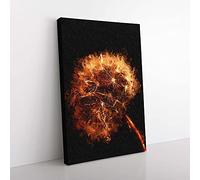 Big Box Art Dandelion Puff in Abstract Canvas Wall Art Print Ready to Hang Picture, 76 x 50 cm (30 x 20 Inch), Black, Brown, Orange