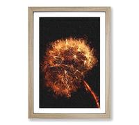 Big Box Art Dandelion Puff in Abstract Framed Wall Art Picture Print Ready to Hang, Oak A2 (62 x 45 cm)