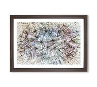 Big Box Art Dandelion Seeds in Blue & Pink in Abstract Framed Wall Art Picture Print Ready to Hang, Walnut A2 (62 x 45 cm)