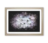 Big Box Art Dandelion Seeds in Blue & Pink Paint Splash Framed Wall Art Picture Print Ready to Hang, Oak A2 (62 x 45 cm)