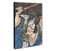 Big Box Art Danjuro VII as Arajishi by Utagawa Kunisada Painting Canvas Wall Art Framed Picture Print, 30 x 20 Inch (76 x 50 cm), Black, Grey, Beige, Brown