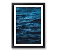 Big Box Art Dark Water in Blue Painting Framed Wall Art Picture Print Ready to Hang, Black A2 (62 x 45 cm)