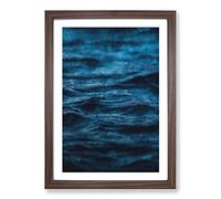 Big Box Art Dark Water in Blue Painting Framed Wall Art Picture Print Ready to Hang, Walnut A2 (62 x 45 cm)