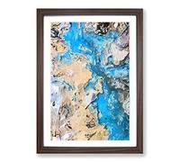 Big Box Art Day of Blues in Abstract Framed Wall Art Picture Print Ready to Hang, Walnut A2 (62 x 45 cm)