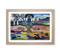 Big Box Art Day of The God by Paul Gauguin Framed Wall Art Picture Print Ready to Hang, Oak A2 (62 x 45 cm)