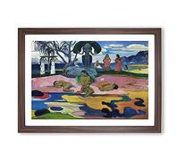 Big Box Art Day of The God by Paul Gauguin Framed Wall Art Picture Print Ready to Hang, Walnut A2 (62 x 45 cm)