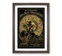 Big Box Art Decorative Gold by Alphonse Mucha Framed Wall Art Picture Print Ready to Hang, Walnut A2 (62 x 45 cm)
