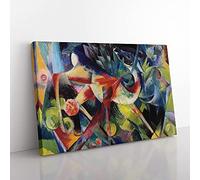 Big Box Art Deer in The Flower Garden by Franz Marc Canvas Wall Art Print Ready to Hang Picture, 76 x 50 cm (30 x 20 Inch), Black, Grey, Grey