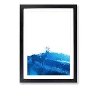 Big Box Art Deer Upon The Hill in Abstract Framed Wall Art Picture Print Ready to Hang, Black A2 (62 x 45 cm)