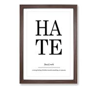 Big Box Art Definition of Hate Typography Framed Wall Art Picture Print Ready to Hang, Walnut A2 (62 x 45 cm)