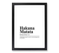 Big Box Art Dictionary Hakuna Matata Typography Framed Wall Art Picture Print Ready to Hang, Black A2 (62 x 45 cm)