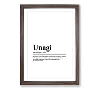 Big Box Art Dictionary Unagi Typography Framed Wall Art Picture Print Ready to Hang, Walnut A2 (62 x 45 cm)