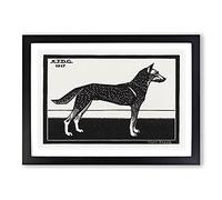 Big Box Art Dog by Julie De Graag Framed Wall Art Picture Print Ready to Hang, Black A2 (62 x 45 cm)