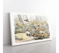 Big Box Art Dogs Chasing Pheasants by Henry Alken Canvas Wall Art Print Ready to Hang Picture, 76 x 50 cm (30 x 20 Inch), White, Grey, Brown