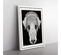 Big Box Art Dogs Head by Julie De Graag Canvas Wall Art Print Ready to Hang Picture, 76 x 50 cm (30 x 20 Inch), White, Black, Grey