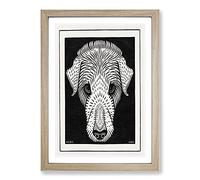 Big Box Art Dogs Head by Julie De Graag Framed Wall Art Picture Print Ready to Hang, Oak A2 (62 x 45 cm)