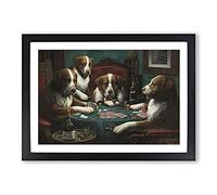 Big Box Art Dogs Playing Poker by Cassius Marcellus Coolidge Framed Wall Art Picture Print Ready to Hang, Black A2 (62 x 45 cm)