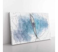 Big Box Art Dolphin Leading The Way in Abstract Canvas Wall Art Print Ready to Hang Picture, 76 x 50 cm (30 x 20 Inch), White, Blue, Grey