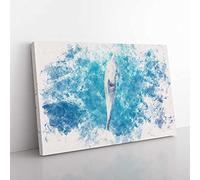 Big Box Art Dolphin Leading The Way Watercolour Canvas Wall Art Print Ready to Hang Picture, 76 x 50 cm (30 x 20 Inch), White, Blue, Grey